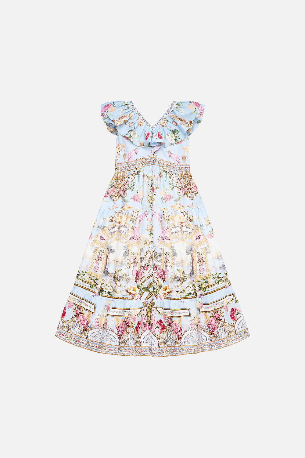 The CAMILLA SHIRT TUNIC WITH SIDE BUTTONS BOTANICAL BALLADS in our  print.
