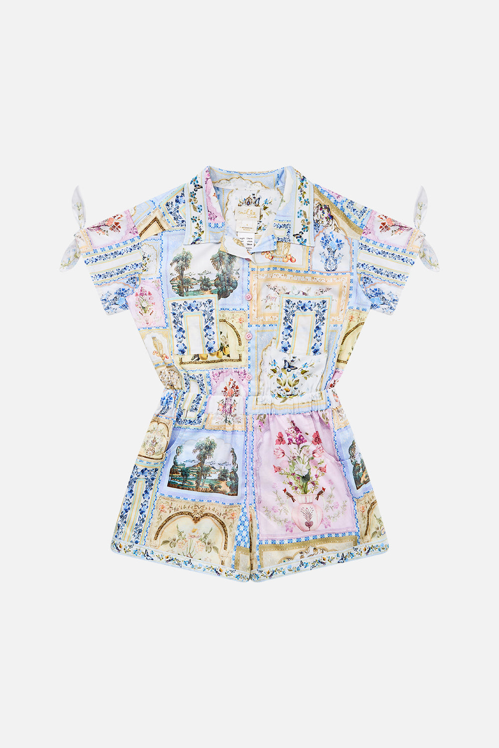 KIDS SHIRT PLAYSUIT WITH SHORT TIE SLEEVE BOTANICAL BALLADS