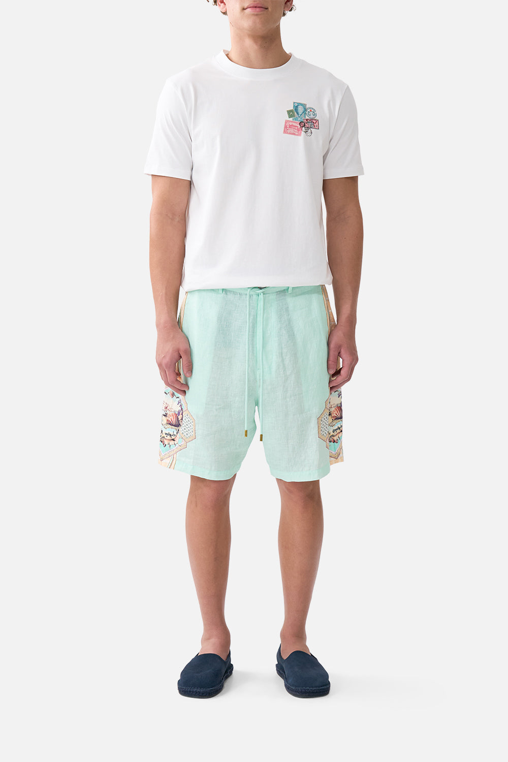 The CAMILLA DEEP SEA DIVE SUNGLASSES IVORY MARBLE / LINEN in our  print.