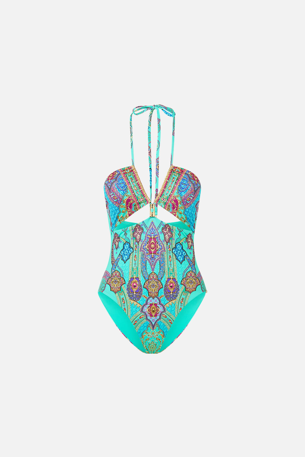 CUT OUT HALTER ONE PIECE WITH FRONT TRIM THE CONCUBINES CORRIDOR
