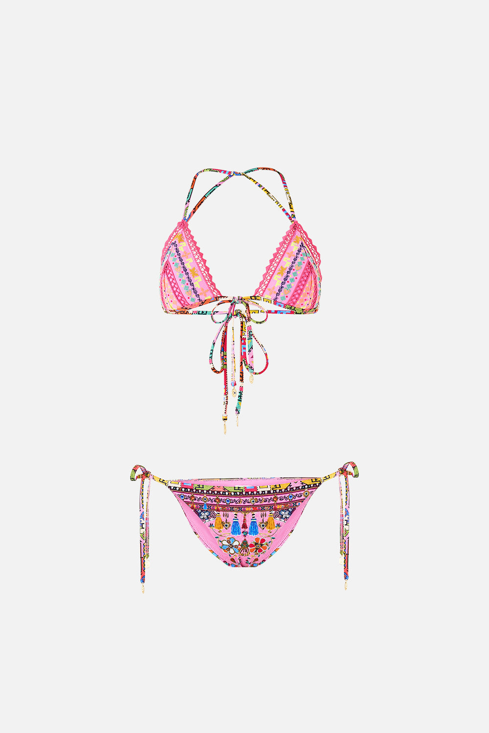 EMBROIDERED TRI BIKINI PATCHWORK PANORAMA