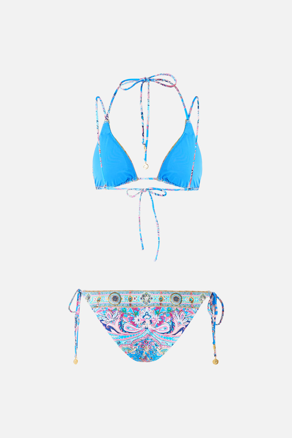 MULTI STRAP TIE TRI BIKINI SET W RING TRIMS FOOTSTEPS IN FOLKLORE