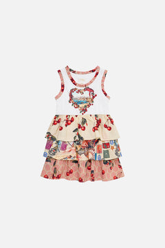 KIDS TANK MINI DRESS W WOVEN LAYERED SKIRT NOTES FROM THE ROAD
