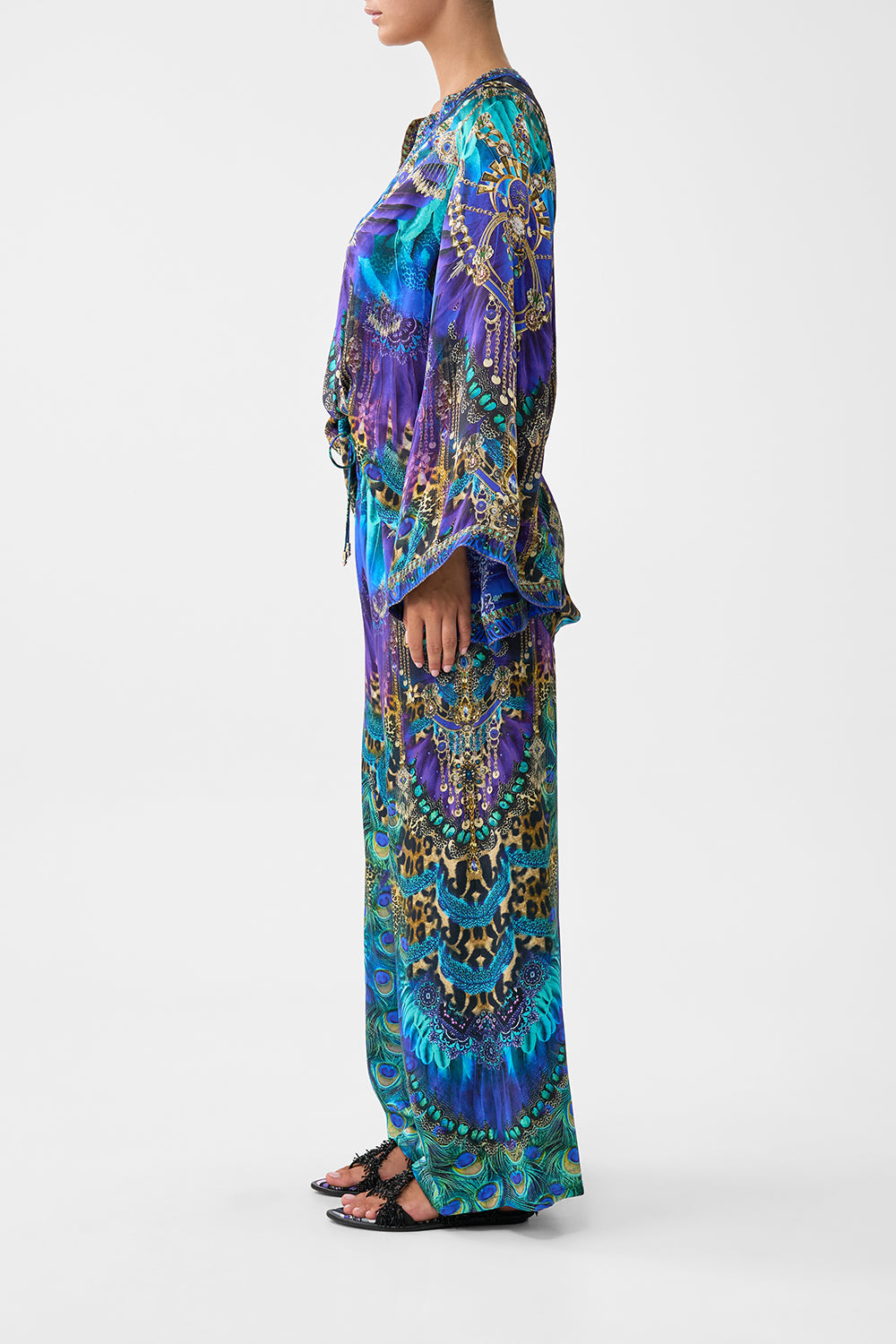 The CAMILLA LEATHER WIDE LEG PANT OTTOMAN ELEGANCE in our OTTOMAN ELEGANCE print.