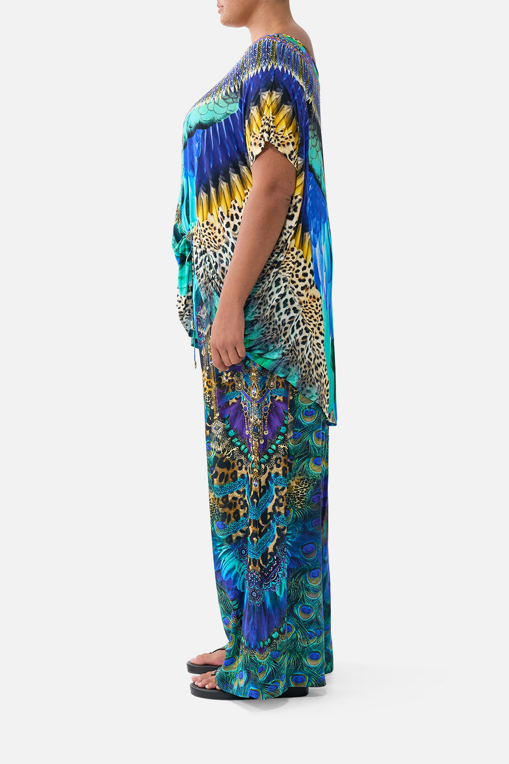 The CAMILLA LEATHER WIDE LEG PANT OTTOMAN ELEGANCE in our  print.