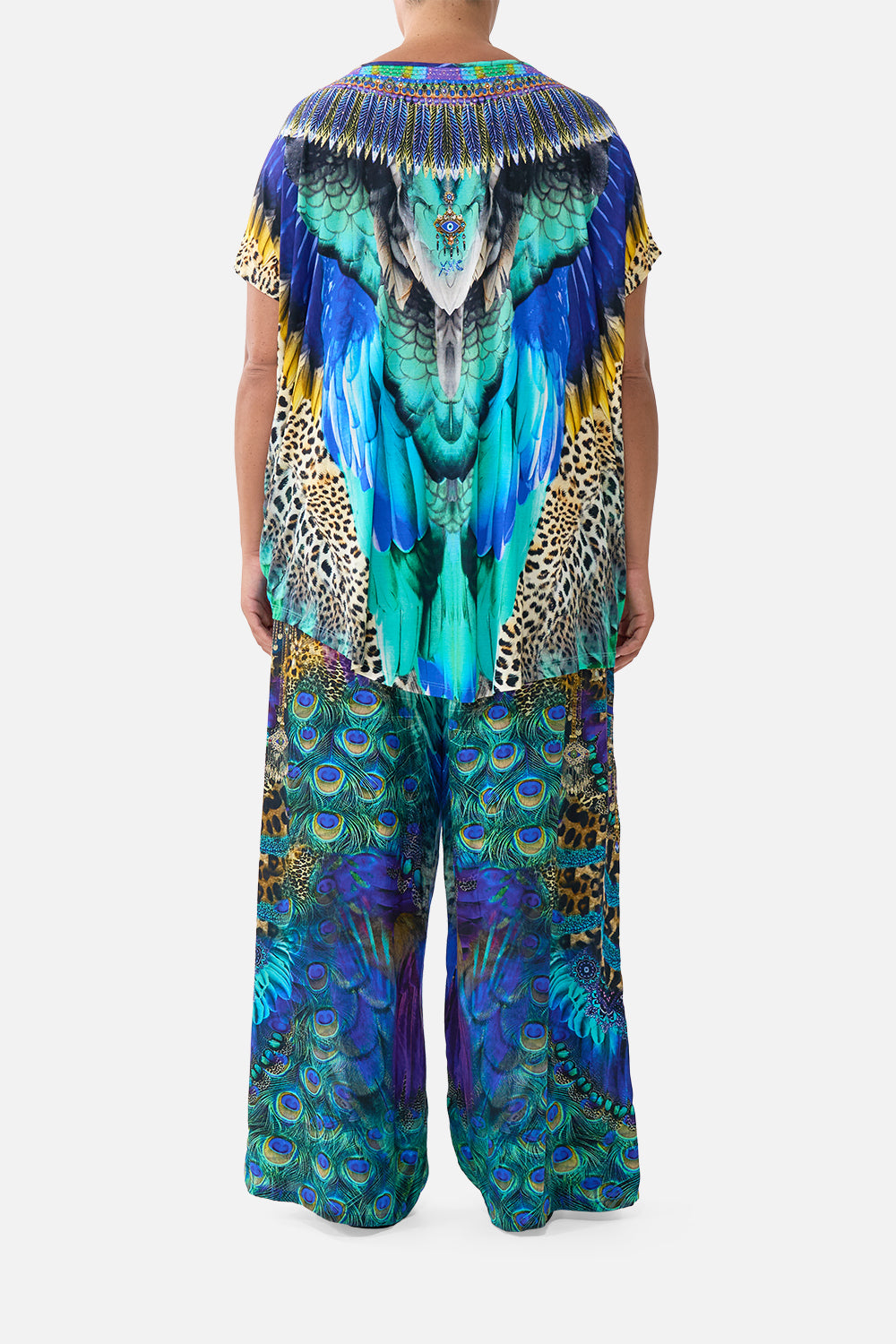 The CAMILLA LEATHER WIDE LEG PANT OTTOMAN ELEGANCE in our  print.