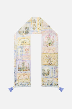 LONG SILK CRINKLE CHIFFON SCARF BOTANICAL BALLADS