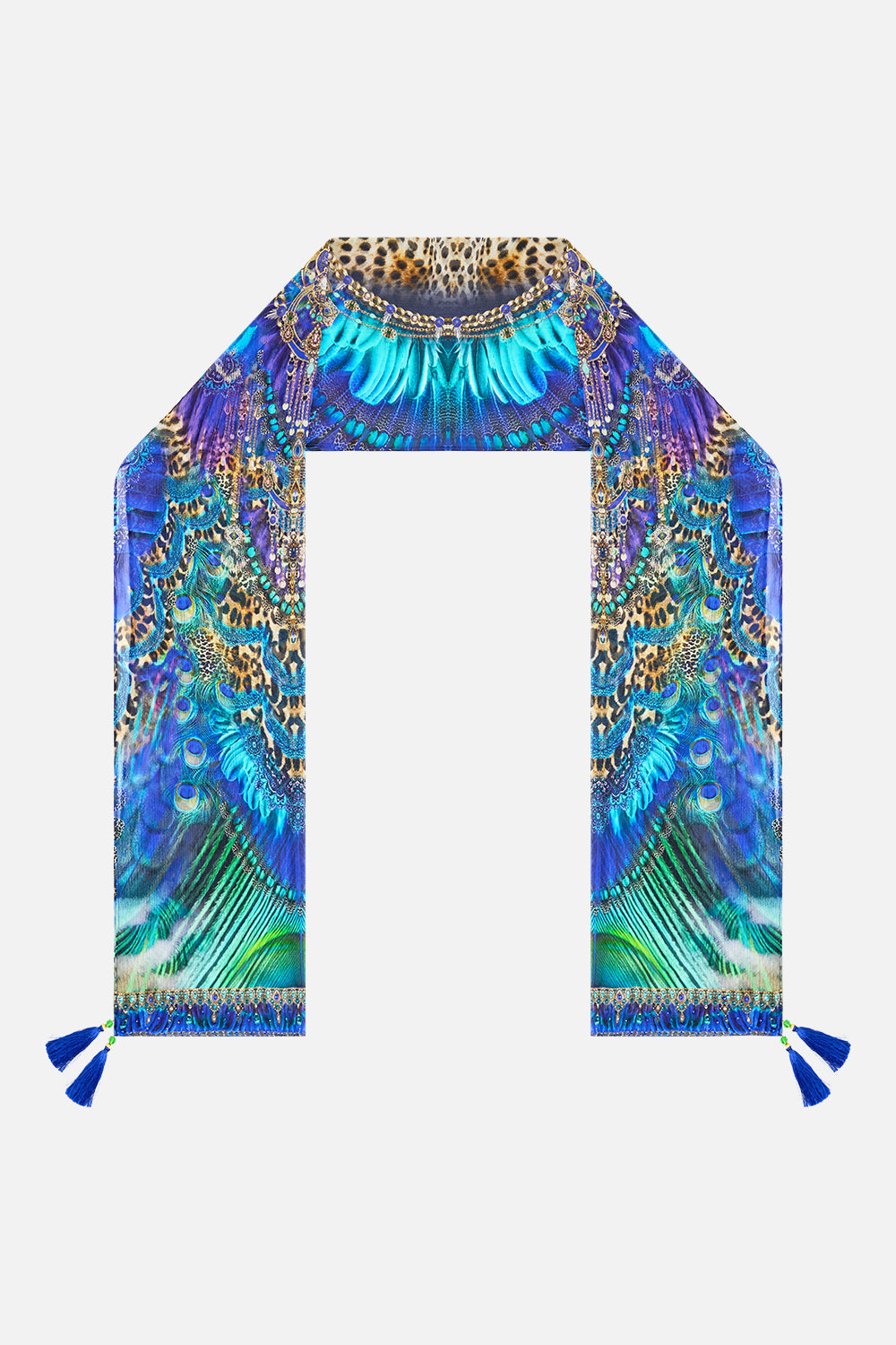 LONG SILK CRINKLE CHIFFON SCARF COSMIC ZOOLOGY