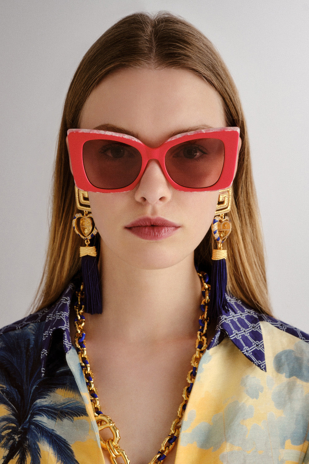 WHERE'S MY VALET SUNGLASSES SOLID POPPY / IVORY MARBLE GOLD