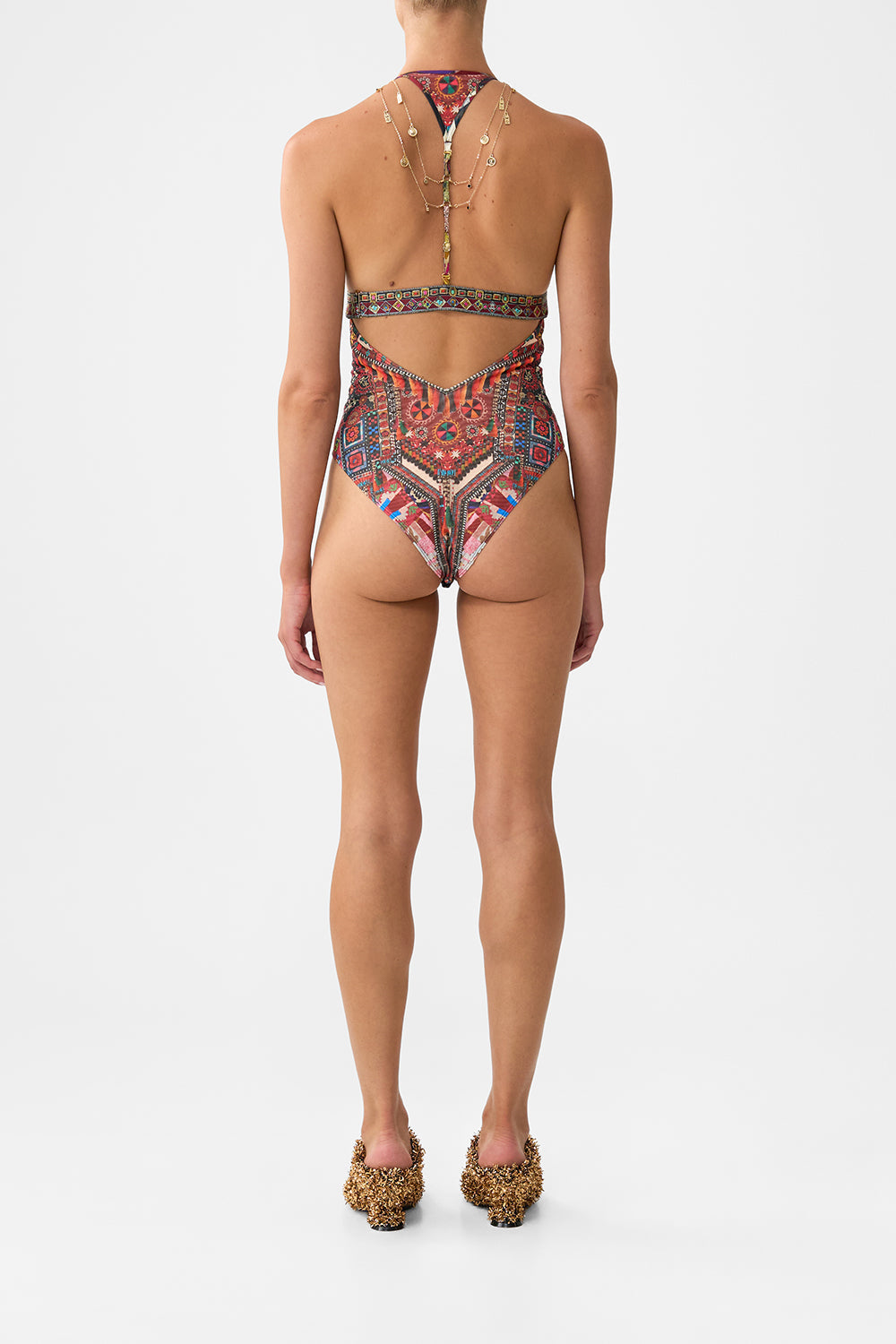 CHAIN DETAIL TRI BODYSUIT WITH MESH INSERTS PATCHWORK ALCHEMY
