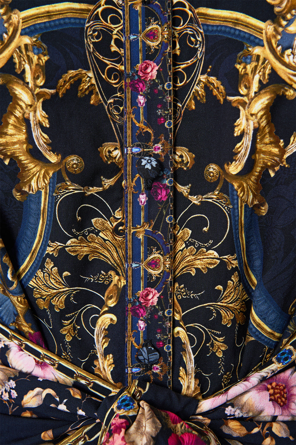 The CAMILLA GATHERED CUT OUT DRESS ISNIK LULLABY in our  print.