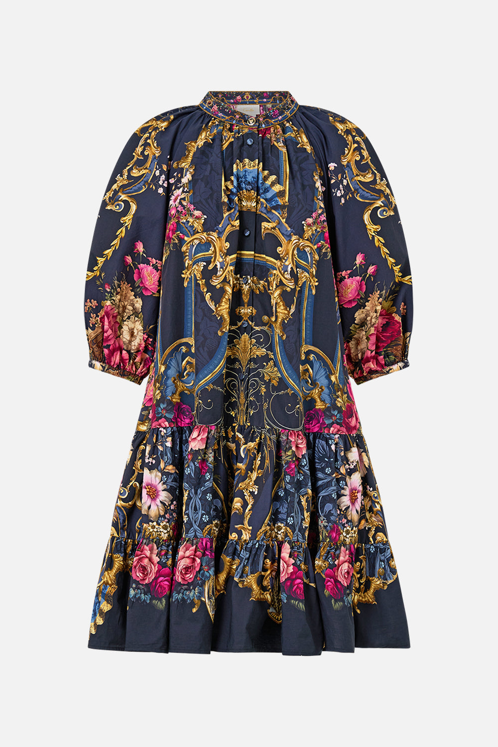 The CAMILLA Puff Sleeve Shirt Dress in our Ornate On A Plate print.