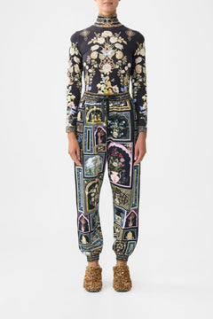 JERSEY TRACK PANT WITH SILK DETAILS OTTOMAN ELEGANCE