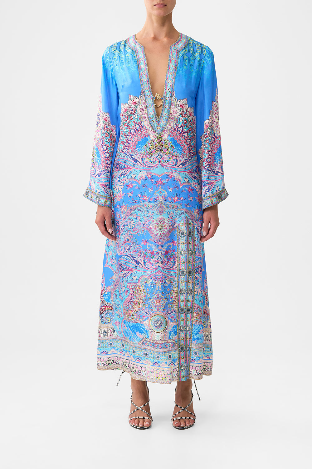 DEEP V NECK HARDWARE KAFTAN FOOTSTEPS IN FOLKLORE