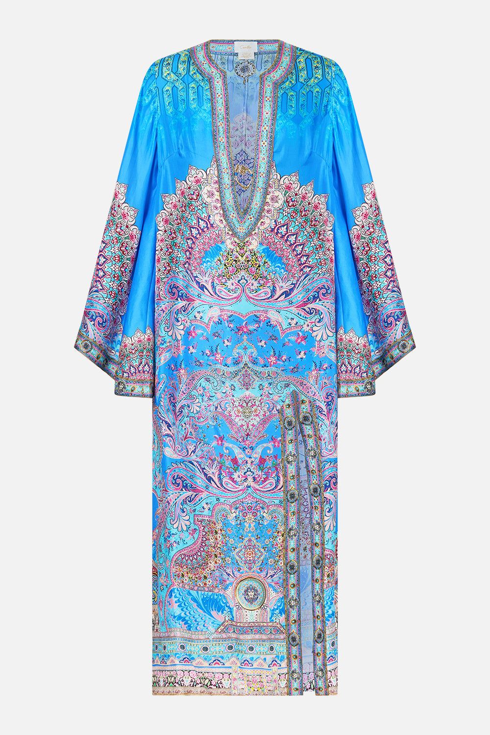The CAMILLA LARGE CRYSTALLED SILK SQUARE SCARF HIGH CLASS HOOKAH in our  print.