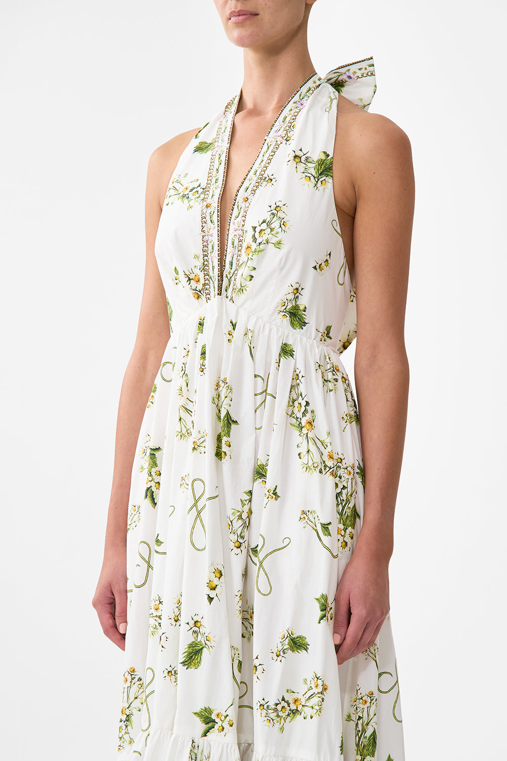 The CAMILLA LONG SLEEVE TIERED SHORT DRESS MARBLE HEAVEN in our  print.