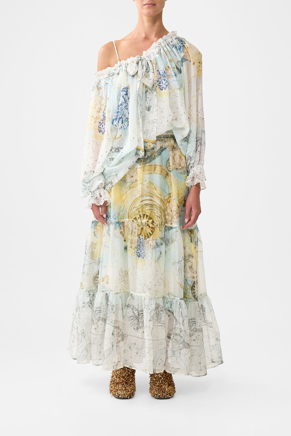 ROUND NECK GATHERED BLOUSE MY LUCKY STARS