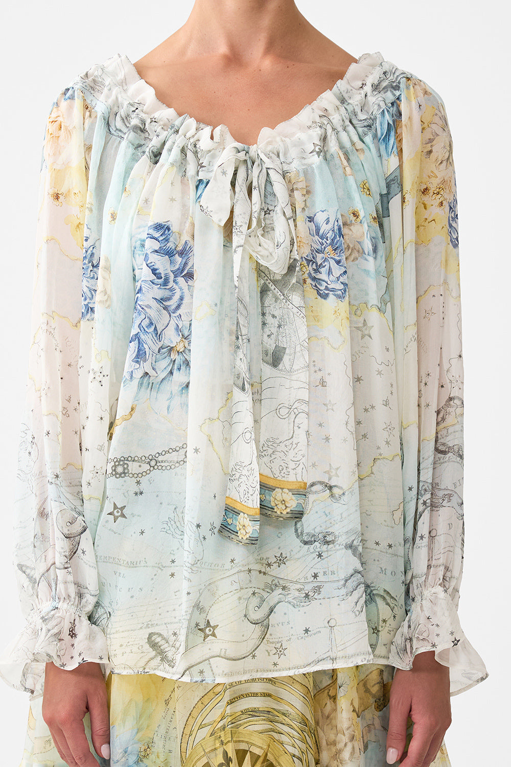 ROUND NECK GATHERED BLOUSE MY LUCKY STARS