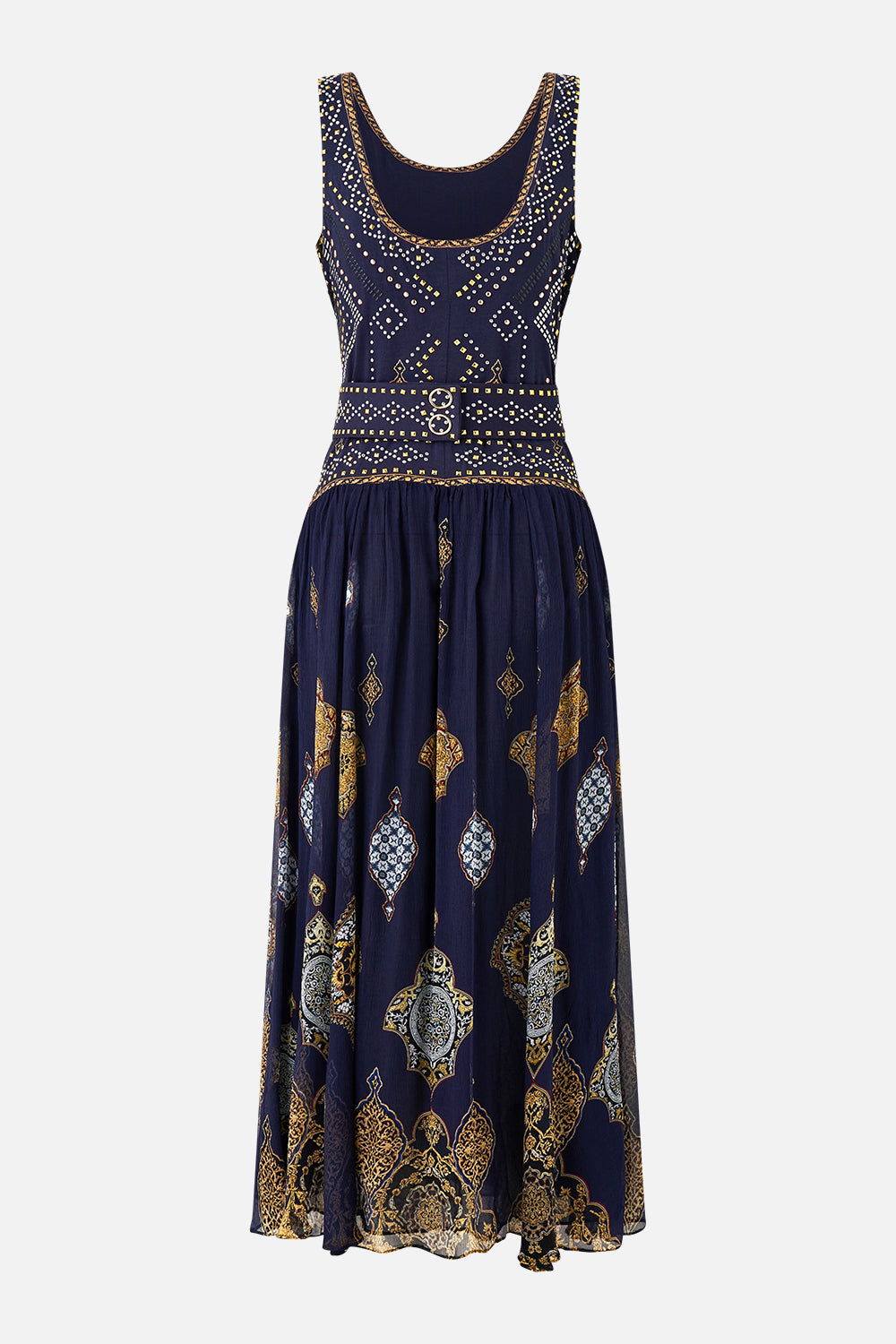 The CAMILLA ONE SHOULDER KAFTAN WITH NECKBAND THE CONCUBINES CORRIDOR in our  print.