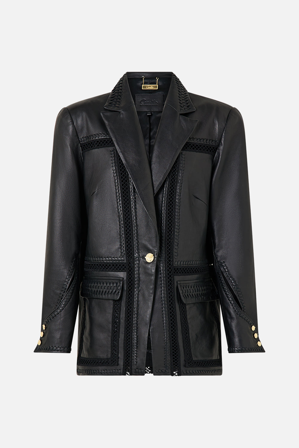 LEATHER JACKET WITH SLEEVE CUT OUT DETAIL OTTOMAN ELEGANCE