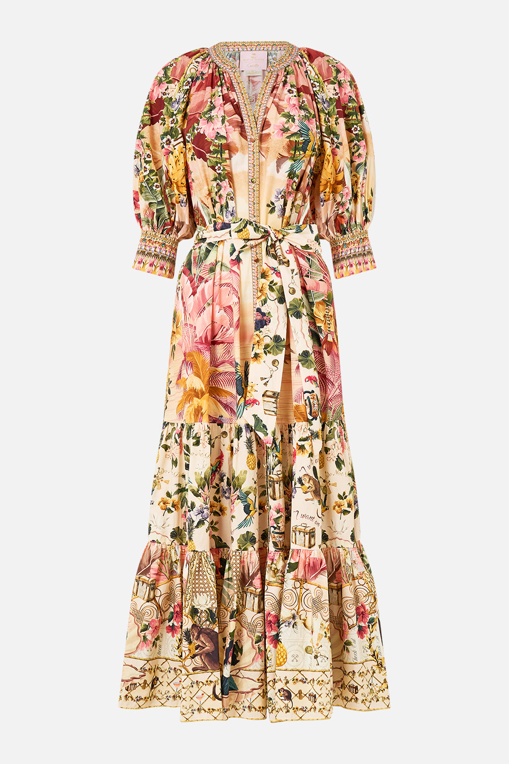 TIERED SHIRT DRESS WITH SHORT SLEEVE WELCOME TO THE WHITE LOTUS