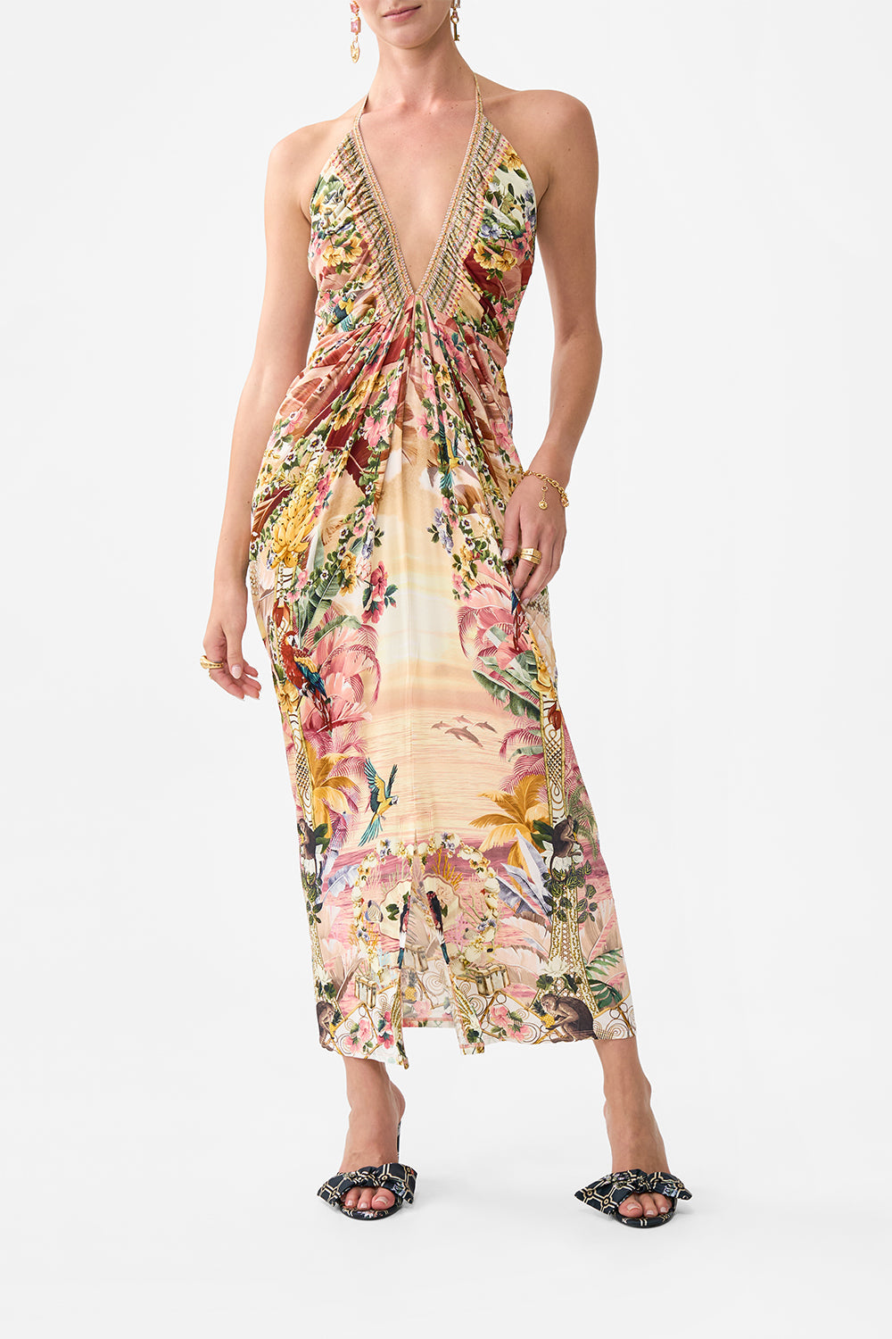 The CAMILLA STRAIGHT LEG PANT DISH IT, DAISY in our  print.