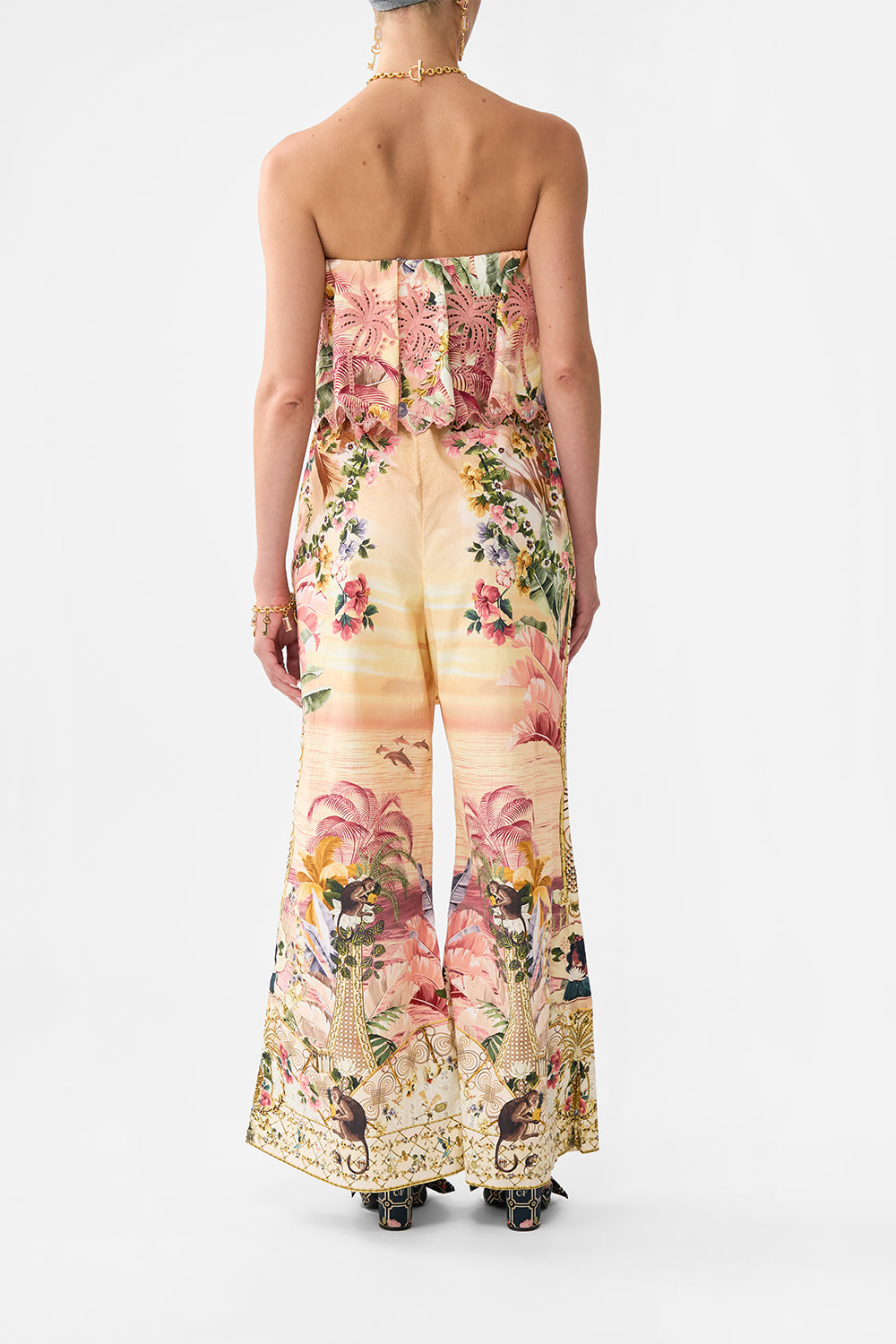 STRAPLESS JUMPSUIT WITH FRILL WELCOME TO THE WHITE LOTUS