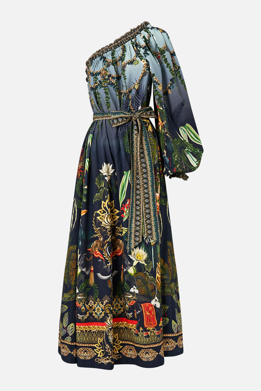 ONE SHOULDER DRESS WITH BLOUSON SLEEVE READY FOR MY WELCOME DRINK