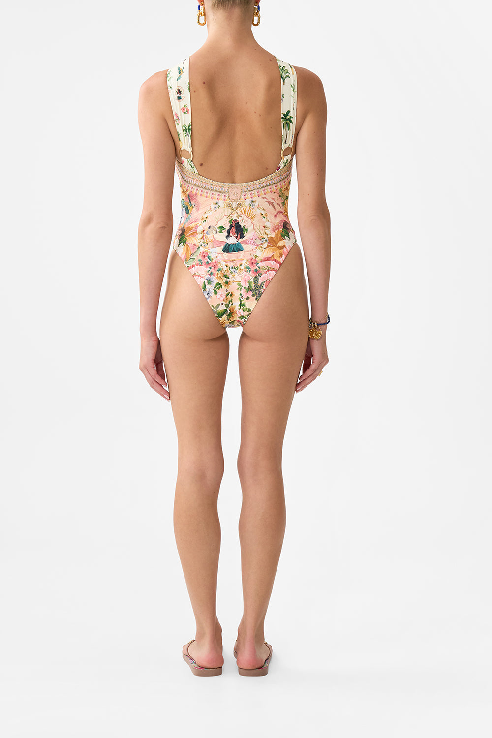 HIGH NECK ONE PIECE WITH TRIMS WELCOME TO THE WHITE LOTUS