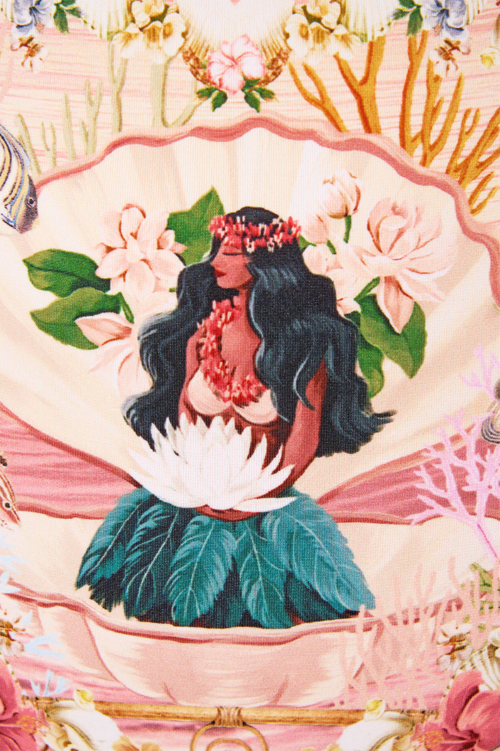 HIGH NECK ONE PIECE WITH TRIMS WELCOME TO THE WHITE LOTUS