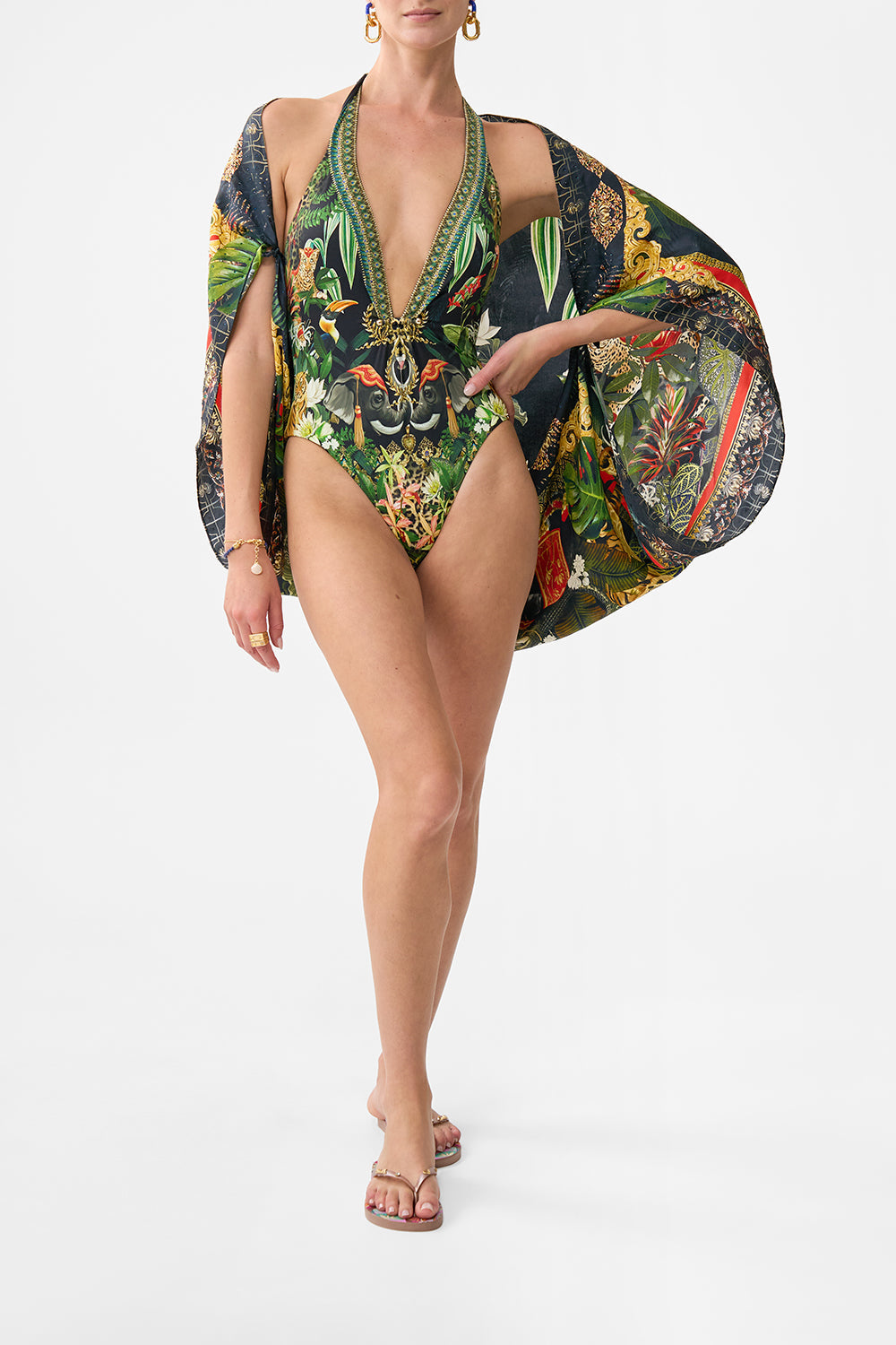 LOW BACK HALTER ONE PIECE WITH TRIM READY FOR MY WELCOME DRINK