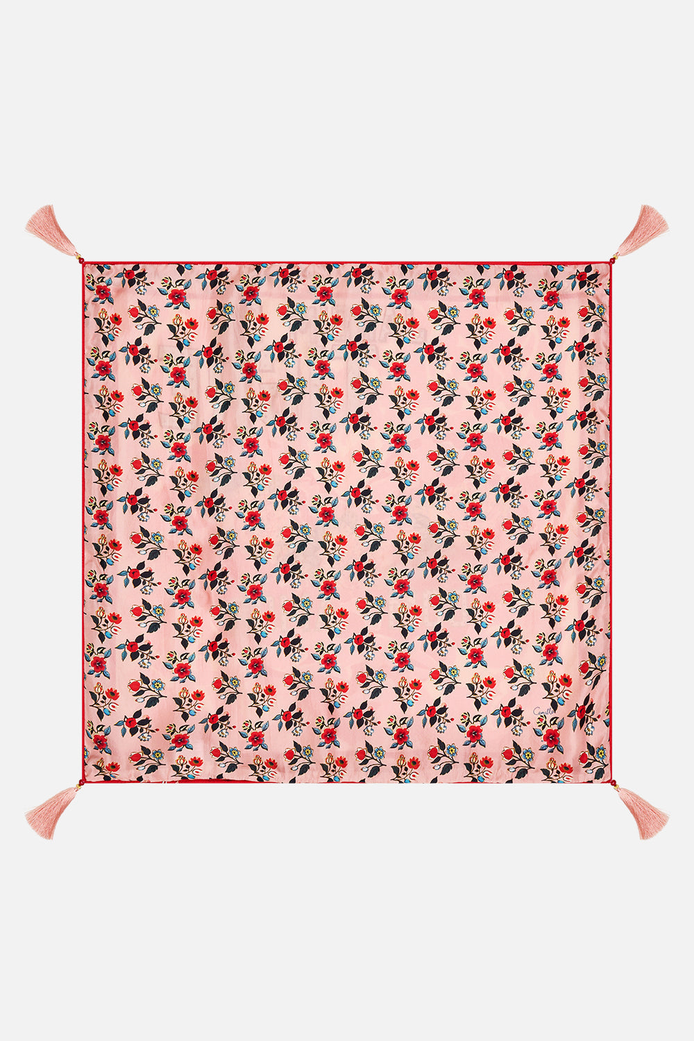 The CAMILLA Large Square Cushion in our Pink Porto print.