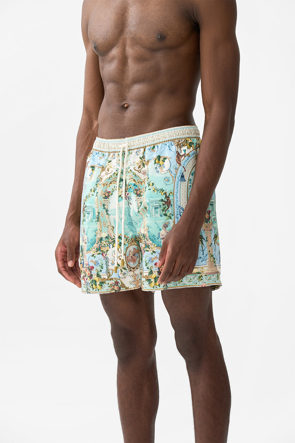 The CAMILLA DEEP V FRILL SHORT SLEEVE TOP MIDNIGHT IN MONSERRATE in our MIDNIGHT IN MONSERRATE print.