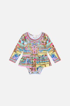 The CAMILLA Babies Long Sleeve Bodysuit W Jersey Skirt in our Spirit Of Santa Maria print.