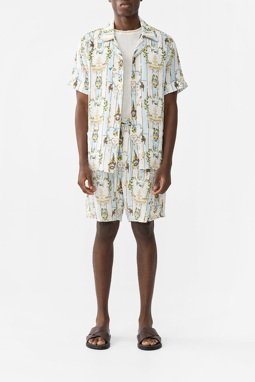 The CAMILLA OVERSIZED BUTTON THROUGH SHORT SLEEVE SHIRT WELCOME TO THE WHITE LOTUS in our WELCOME TO THE WHITE LOTUS print.