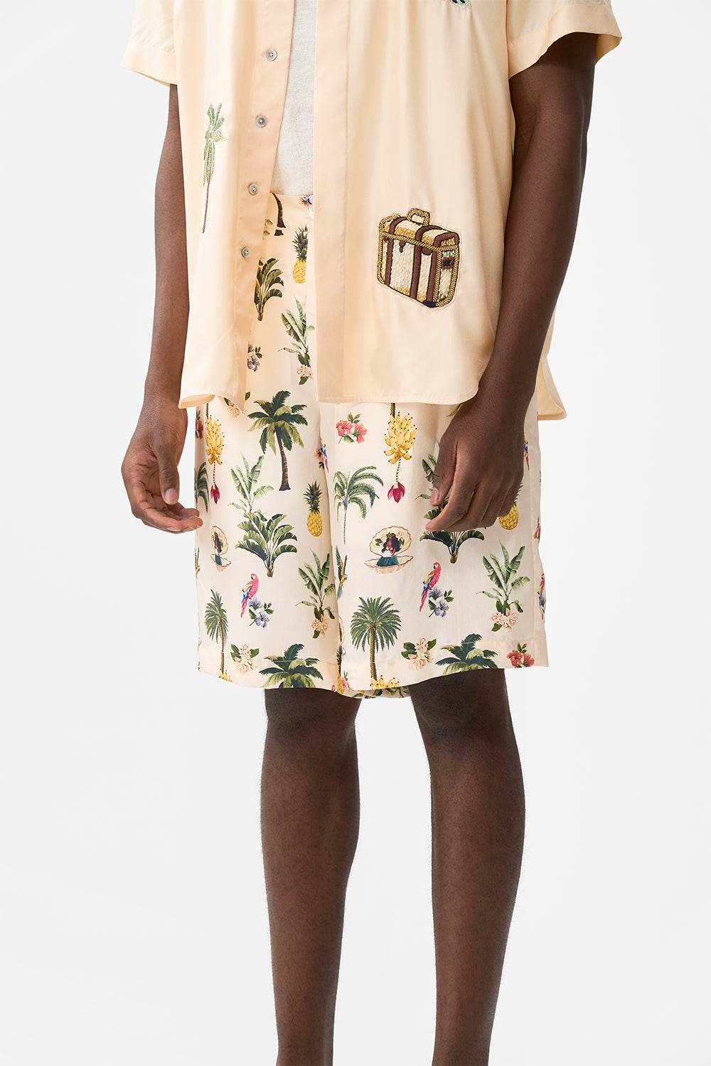 The CAMILLA BLOUSON SLEEVE LONG LENGTH BLOUSE WITH YOKE LUSCIOUS IN LISBON in our  print.
