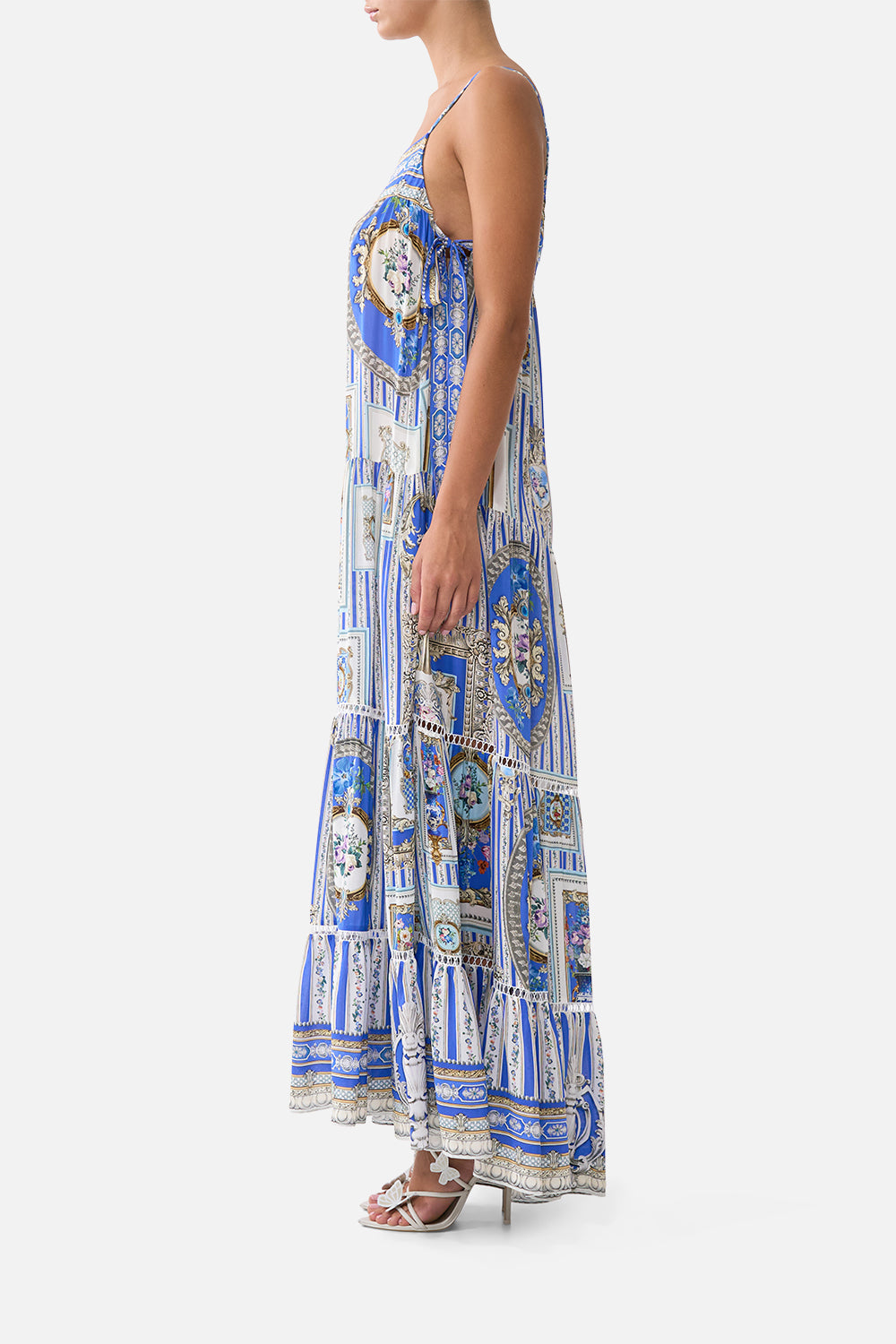 LONG TIERED DRESS WITH BOW TIES OTTOMAN OPULENCE