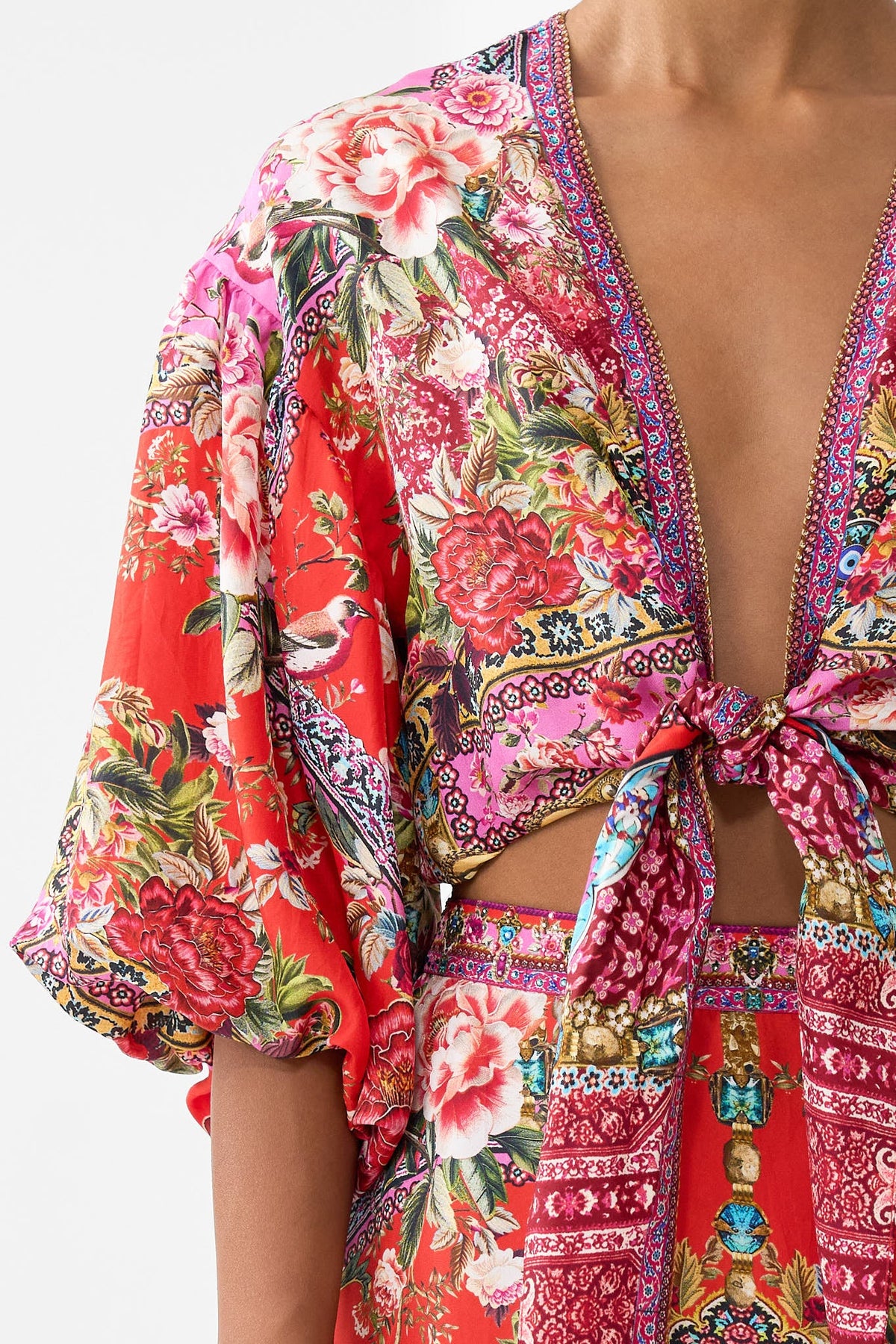 TIE FRONT PUFF SLEEVE TOP HEIRLOOM EMPIRE