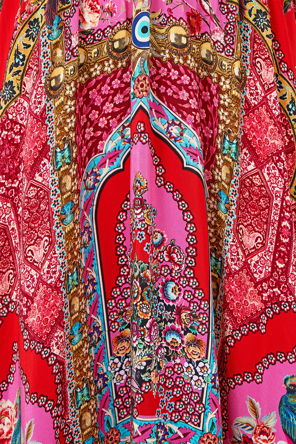 The CAMILLA CROPPED CAMP COLLAR BLOUSE OTTOMAN OPULENCE in our  print.