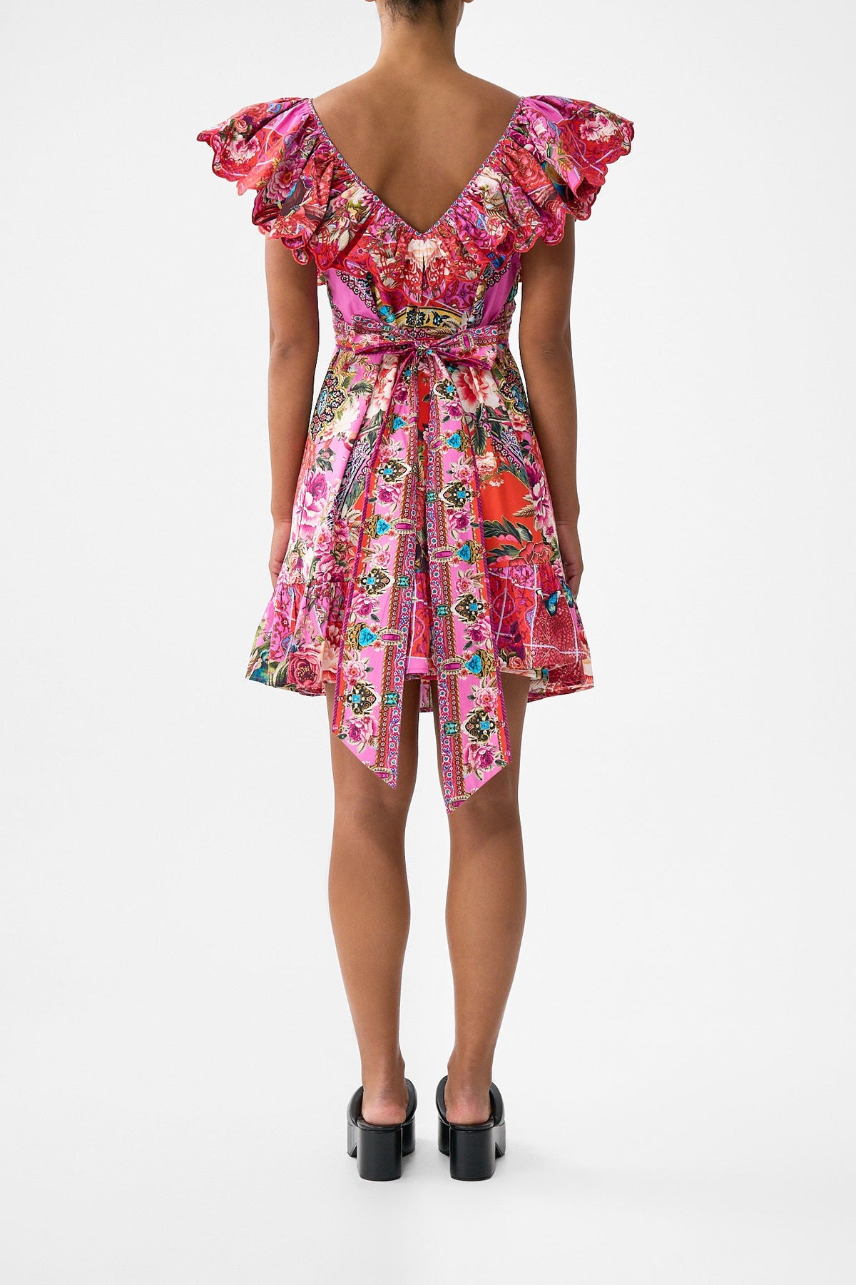 SHORT FRILL NECK DRESS HEIRLOOM EMPIRE