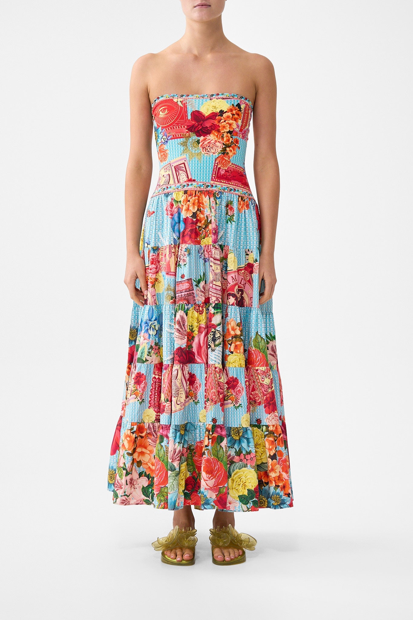 The CAMILLA JERSEY TANK DRESS OTTOMAN OPULENCE in our  print.