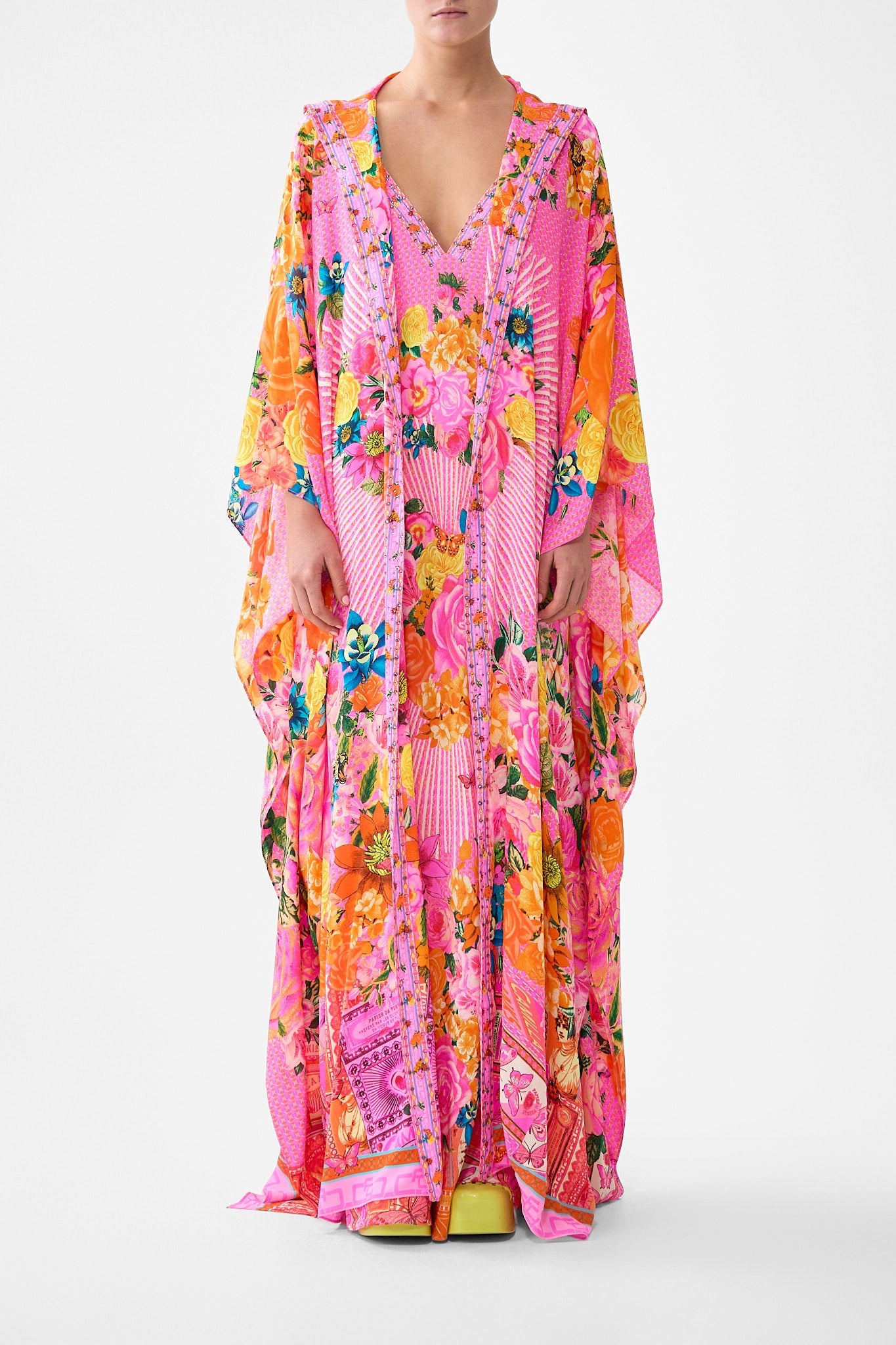 The CAMILLA EMBROIDERED CHORE COAT SULTANS AND QUEENS in our  print.