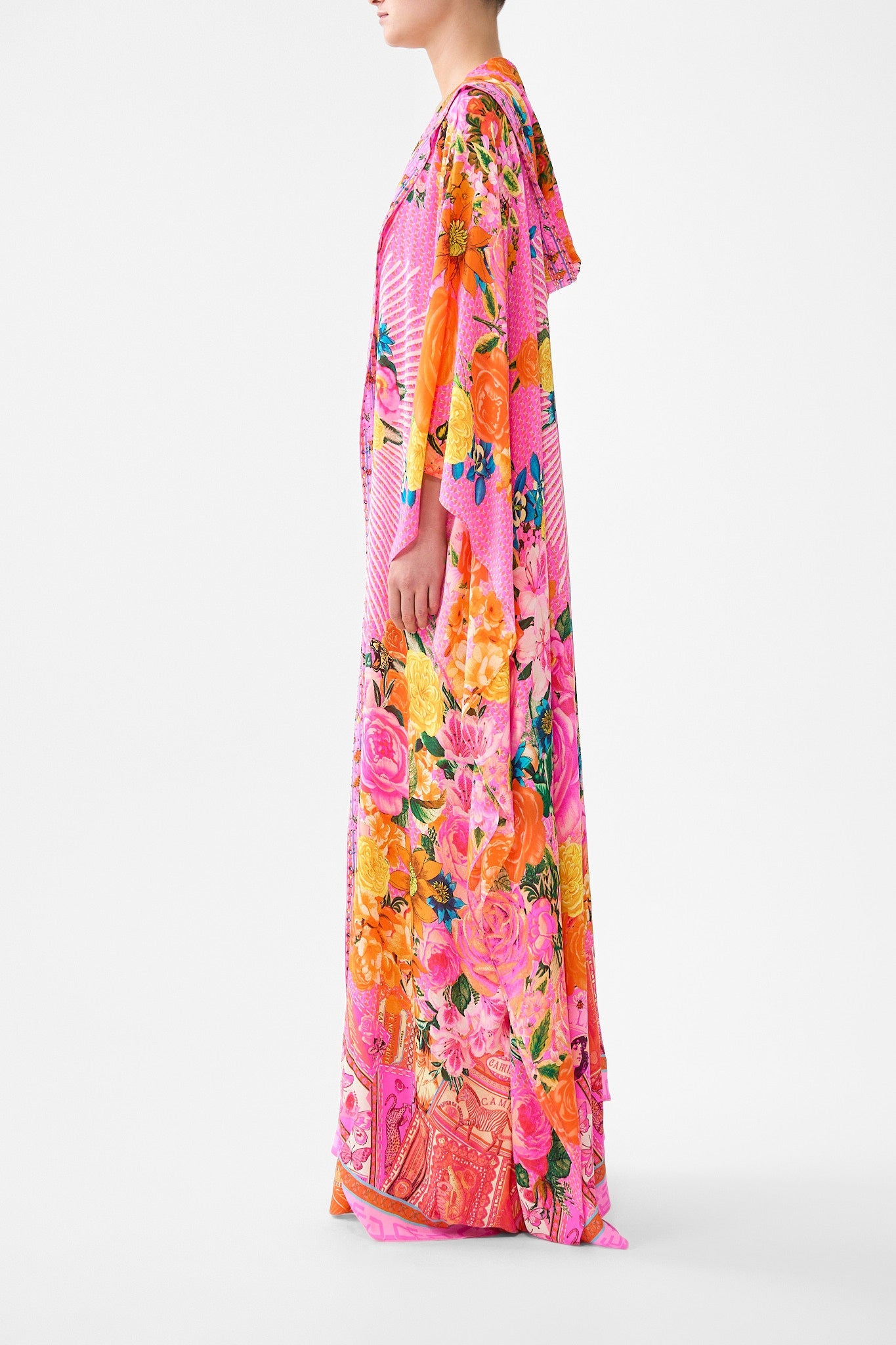 The CAMILLA RUFFLE SLEEVE SHORT DRESS TWILIGHT IN ISTANBUL in our  print.