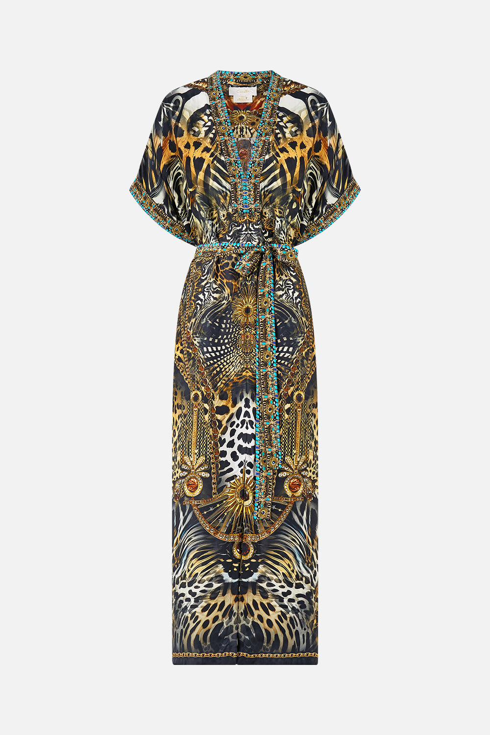 The CAMILLA KIDS STRAPPY BUTTON THROUGH MINI DRESS W BOW HEIRLOOM EMPIRE in our  print.