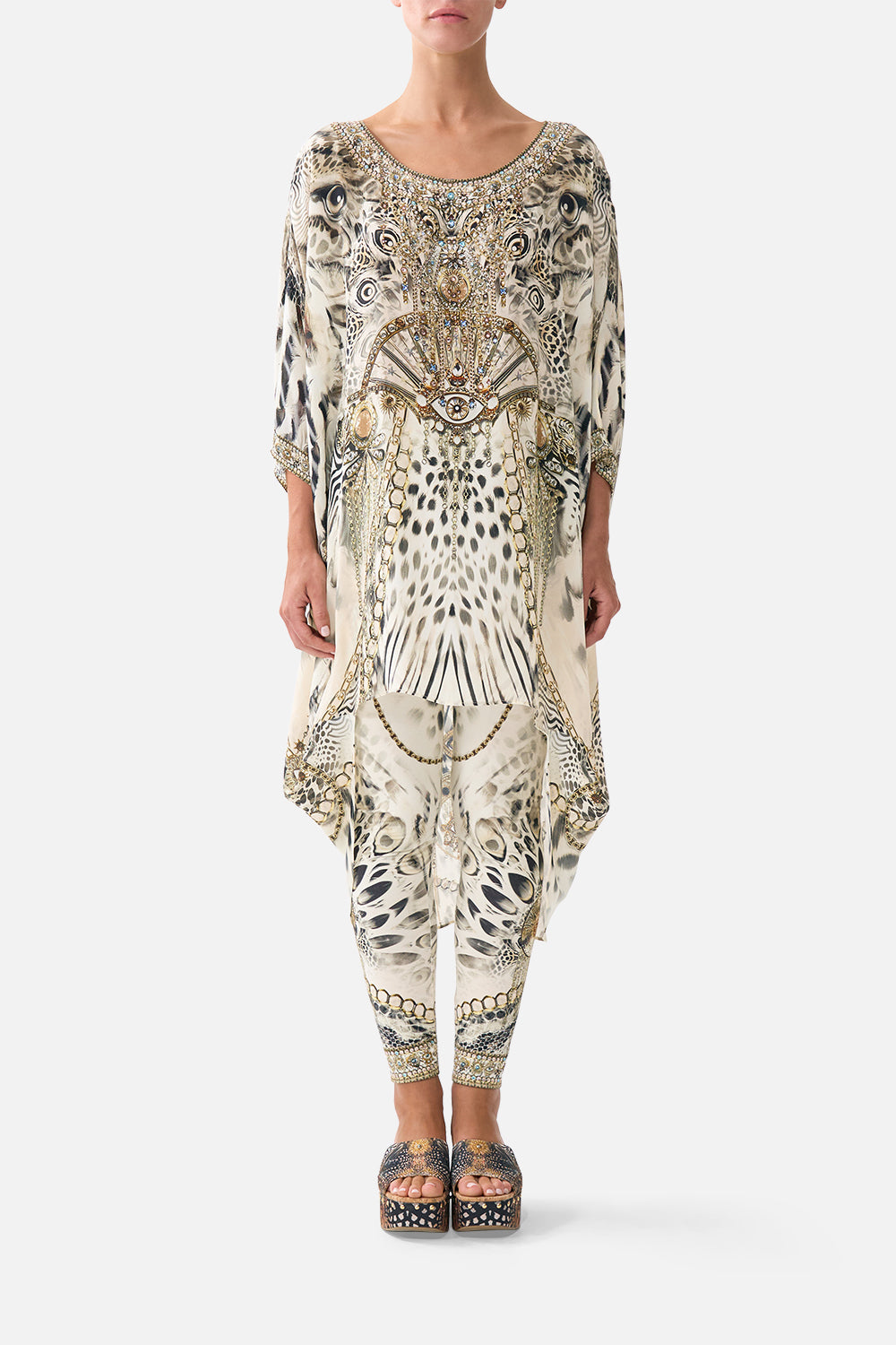 The CAMILLA GATHERED MINI TIERED DRESS WITH FRILL DETAIL LEGEND HAS IT in our  print.