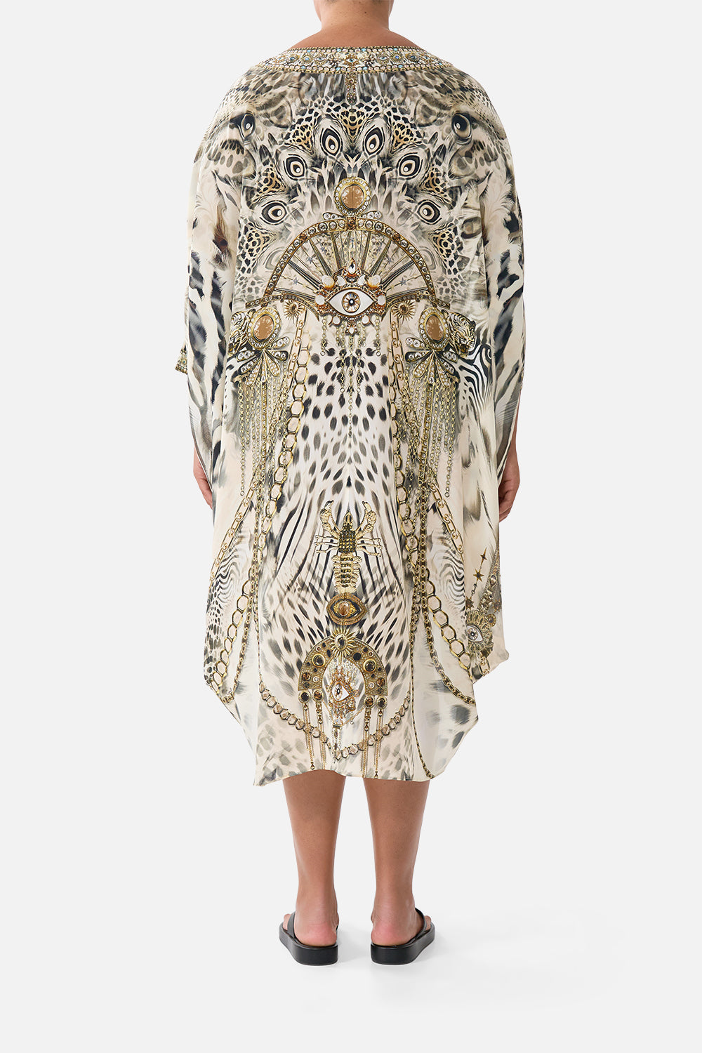 The CAMILLA MID LENGTH BOARDSHORT WITH ELASTIC WAIST CHAIN GANG in our  print.