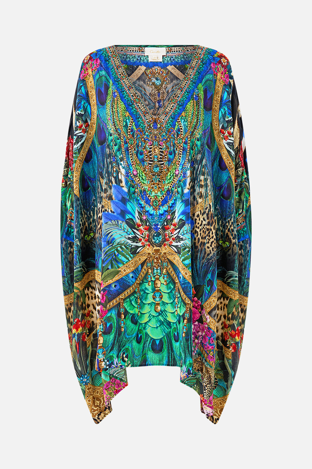 The CAMILLA LONG TIERED DRESS WITH BOW TIES OTTOMAN OPULENCE in our  print.