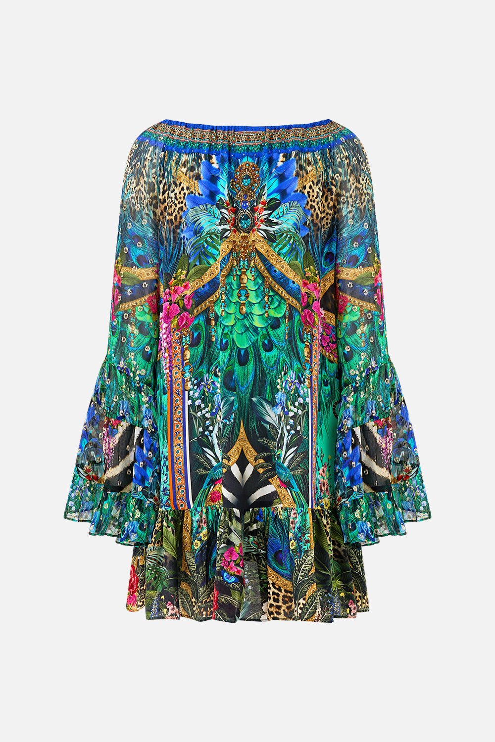 The CAMILLA PUFF SLEEVE CORSET DRESS MY HOMESPUN HEART in our  print.