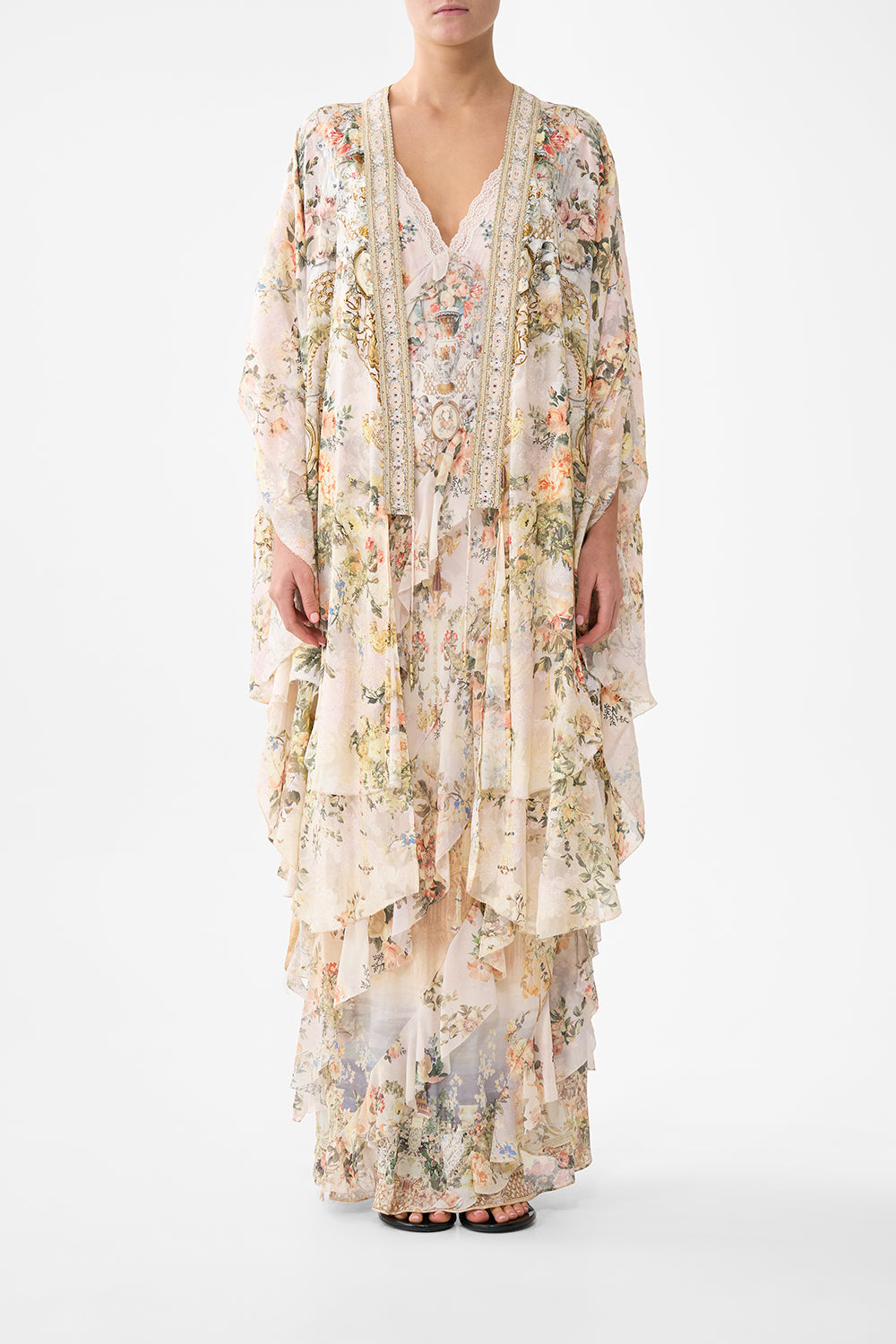 The CAMILLA DEEP V-NECK HARDWARE SHORT KAFTAN LEGEND HAS IT in our  print.