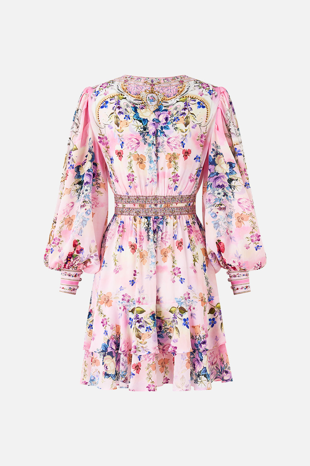 BUTTON FRONT FRILL DRESS PALATIAL PASTELS